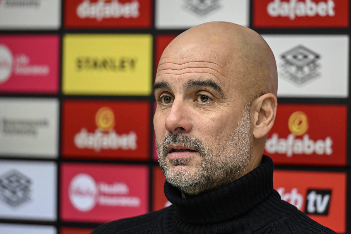 Manchester City manager Pep Guardiola pictured after his team's 1-0 win at Bournemouth in February 2024